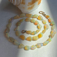 Ethiopian Welo Opal Knotted Necklace, October Birthstone Necklace
