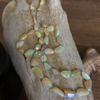 Ethiopian Welo Opal Knotted Necklace, October Birthstone Necklace