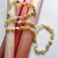 Ethiopian Welo Opal Knotted Necklace, October Birthstone Necklace