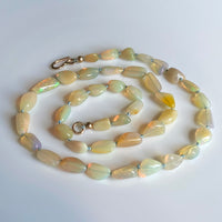 Ethiopian Welo Opal Knotted Necklace, October Birthstone Necklace