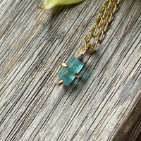Raw Paraiba Tourmaline Pendant Necklace, October Birthstone Necklace