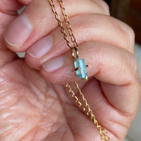 Raw Paraiba Tourmaline Pendant Necklace, October Birthstone Necklace