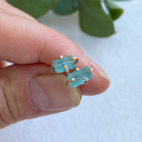 Raw Paraiba Tourmaline Stud Earrings, October Birthstone
