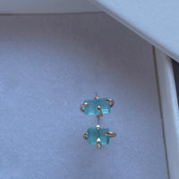 Raw Paraiba Tourmaline Stud Earrings, October Birthstone