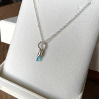 Raw Indicolite Blue Tourmaline Pendant Necklace, October Birthstone Pendant Necklace