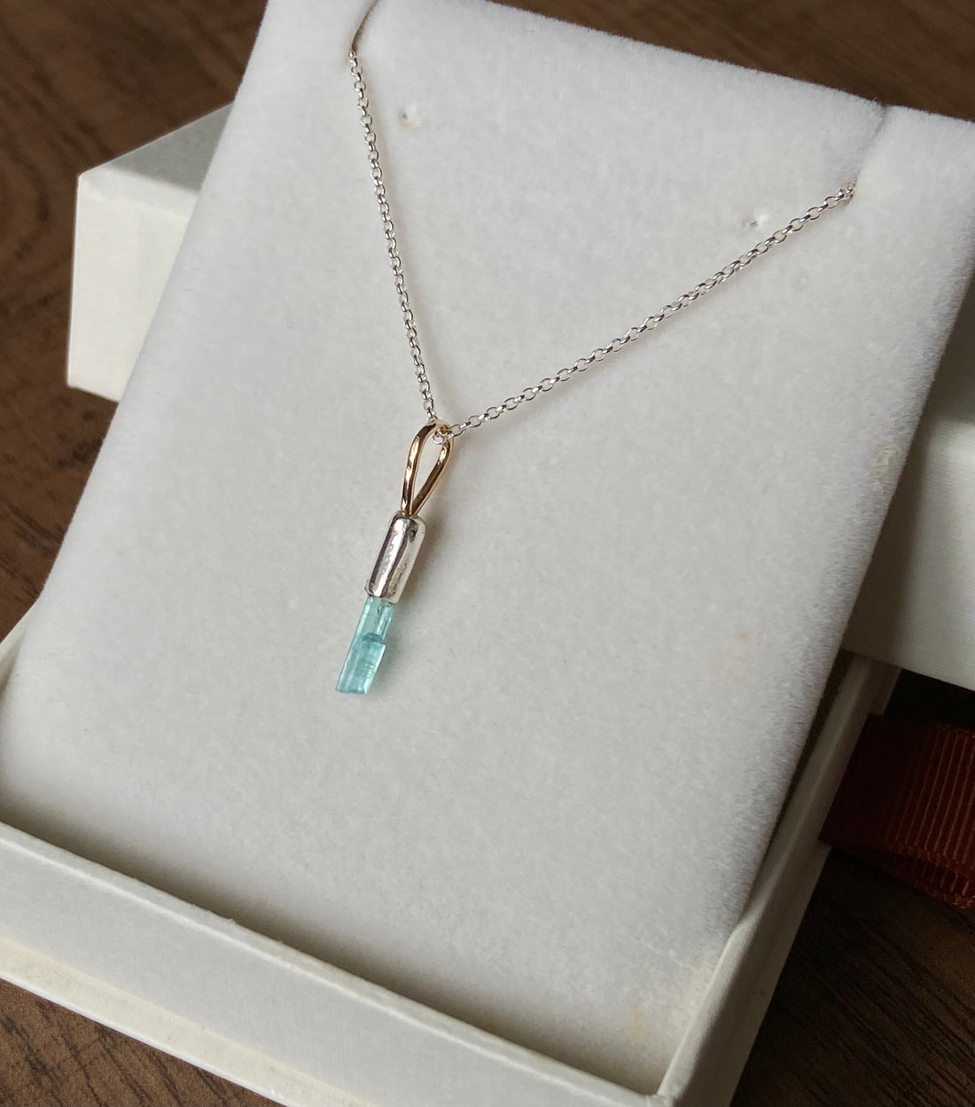 Raw Paraiba Blue 'Twin' Tourmaline Pendant Necklace, October Birthstone Pendant Necklace