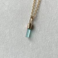 Raw Paraiba Blue Tourmaline Pendant Necklace, October Birthstone Pendant Necklace, 14k Gold
