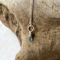 Raw Indicolite Blue Tourmaline Pendant Necklace, October Birthstone Pendant Necklace