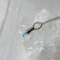 Raw Indicolite Blue Tourmaline Pendant Necklace, October Birthstone Pendant Necklace