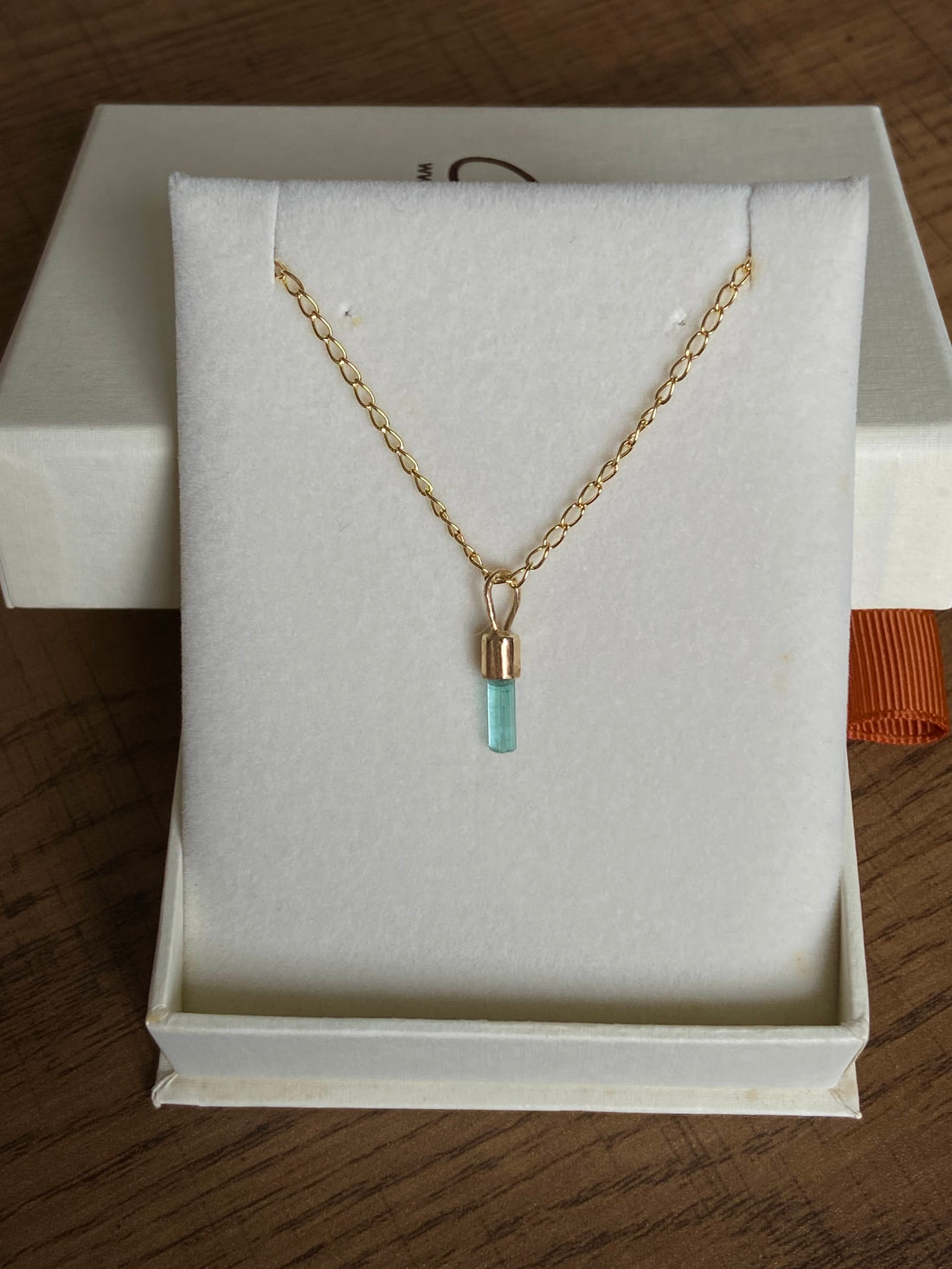 Raw Paraiba Blue Tourmaline Pendant Necklace, October Birthstone Pendant Necklace, 14k Gold