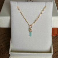 Raw Paraiba Blue Tourmaline Pendant Necklace, October Birthstone Pendant Necklace, 14k Gold