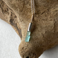 Raw Paraiba Blue 'Twin' Tourmaline Pendant Necklace, October Birthstone Pendant Necklace