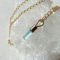 Raw Paraiba Blue Tourmaline Pendant Necklace, October Birthstone Pendant Necklace, 14k Gold