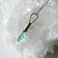 Raw Paraiba Blue 'Twin' Tourmaline Pendant Necklace, October Birthstone Pendant Necklace