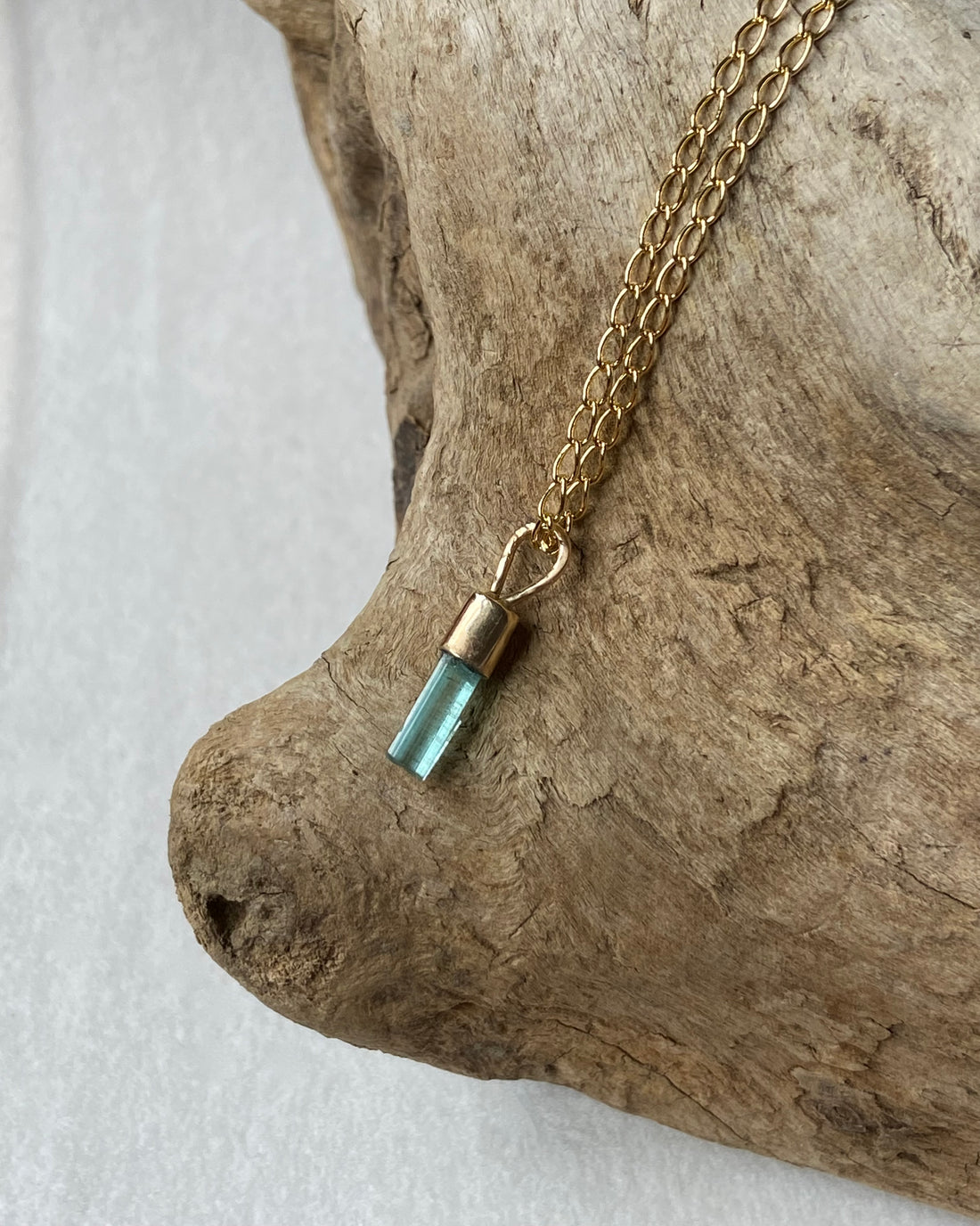 Raw Paraiba Blue Tourmaline Pendant Necklace, October Birthstone Pendant Necklace, 14k Gold