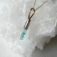 Raw Paraiba Blue 'Twin' Tourmaline Pendant Necklace, October Birthstone Pendant Necklace