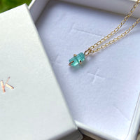 Raw Paraiba Tourmaline Pendant Necklace, October Birthstone Necklace