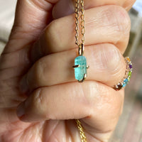 Raw Paraiba Tourmaline Pendant Necklace, October Birthstone Necklace