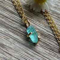 Raw Paraiba Tourmaline Pendant Necklace, October Birthstone Necklace