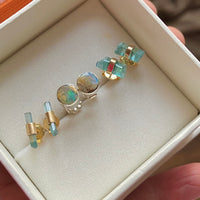 Raw Paraiba Tourmaline Stud Earrings, October Birthstone Earrings