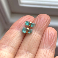Raw Paraiba Tourmaline Stud Earrings, October Birthstone Earrings