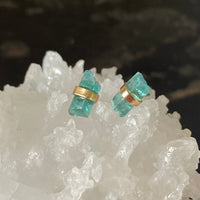 Raw Paraiba Tourmaline Stud Earrings, October Birthstone Earrings