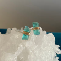 Raw Paraiba Tourmaline Stud Earrings, October Birthstone Earrings