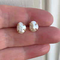 Keshi Pearl Stud Earrings, June Birthstone Earrings
