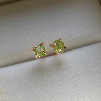 Raw Brazilian Peridot Stud Earrings, August Birthstone Earrings
