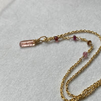 Raw Peachy Pink Tourmaline Crystal Pendant Necklace, October Birthstone Necklace
