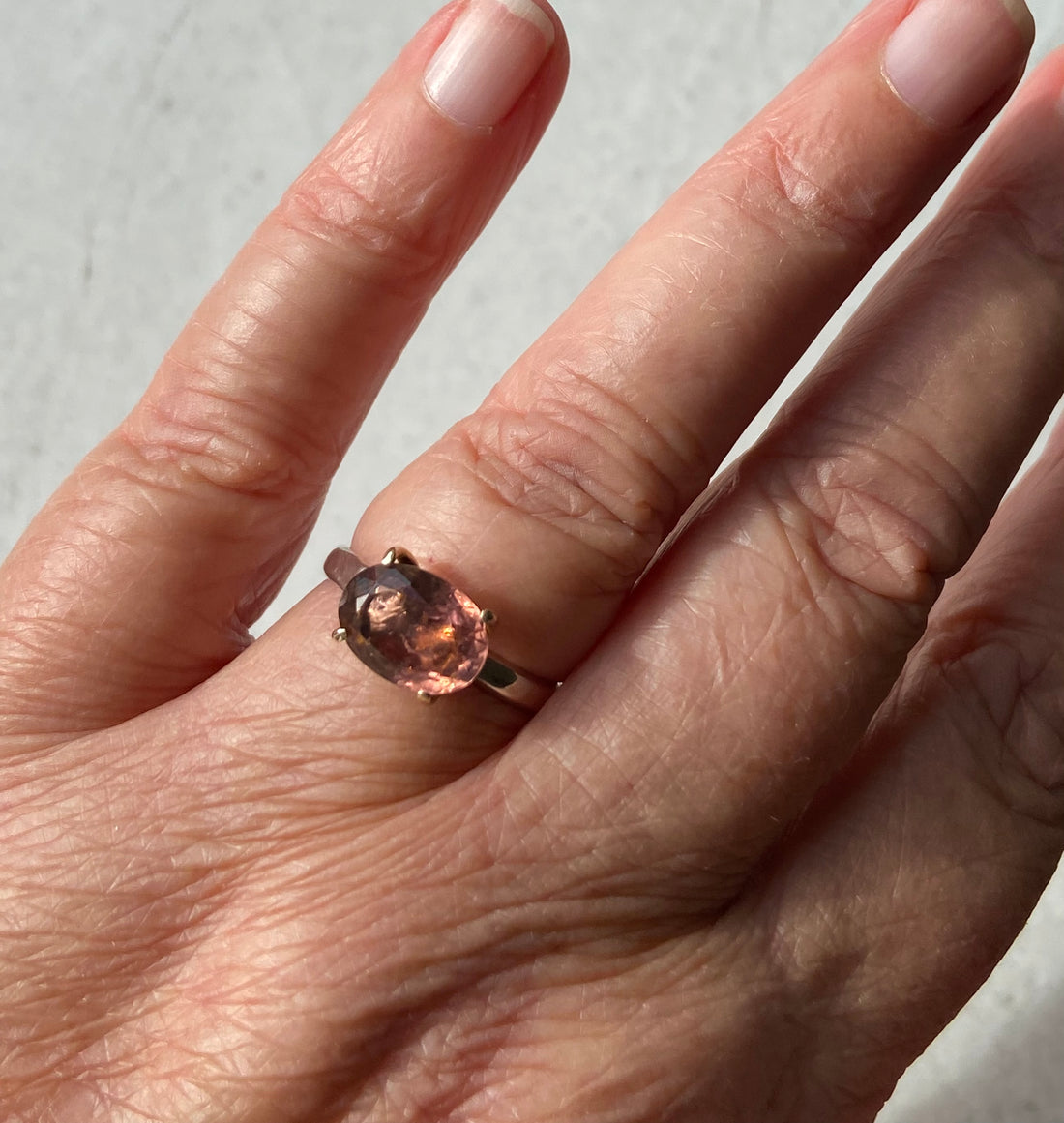 Raspberry Pink Tourmaline Ring, October Birthstone Ring
