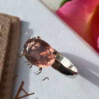 Raspberry Pink Tourmaline Ring, October Birthstone Ring