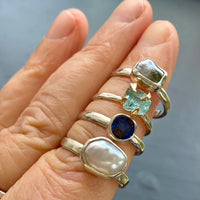 Raw Natural Aquamarine Crystal Ring, March Birthstone