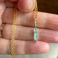 Raw Light Green Emerald Pendant Necklace, May Birthstone Necklace