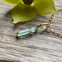 Raw Light Green Emerald Pendant Necklace, May Birthstone Necklace
