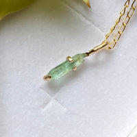 Raw Light Green Emerald Pendant Necklace, May Birthstone Necklace