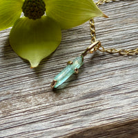 Raw Light Green Emerald Pendant Necklace, May Birthstone Necklace