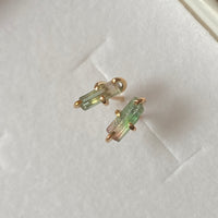 Raw Bicolor Watermelon Tourmaline Stud Earrings, October Birthstone Earrings