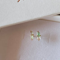 Raw Bicolor Watermelon Tourmaline Stud Earrings, October Birthstone Earrings