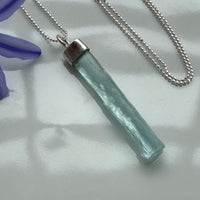 Raw Aquamarine Crystal Pendant Necklace, March Birthstone