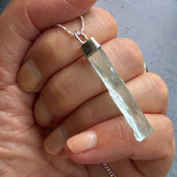 Raw Aquamarine Crystal Pendant Necklace, March Birthstone