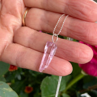 Raw Kunzite Crystal Pendant Necklace