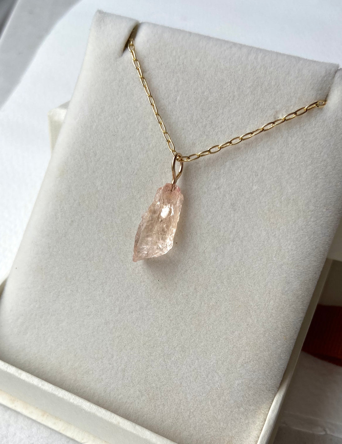 Raw Morganite Crystal Pendant Necklace