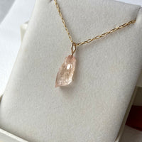 Raw Morganite Crystal Pendant Necklace