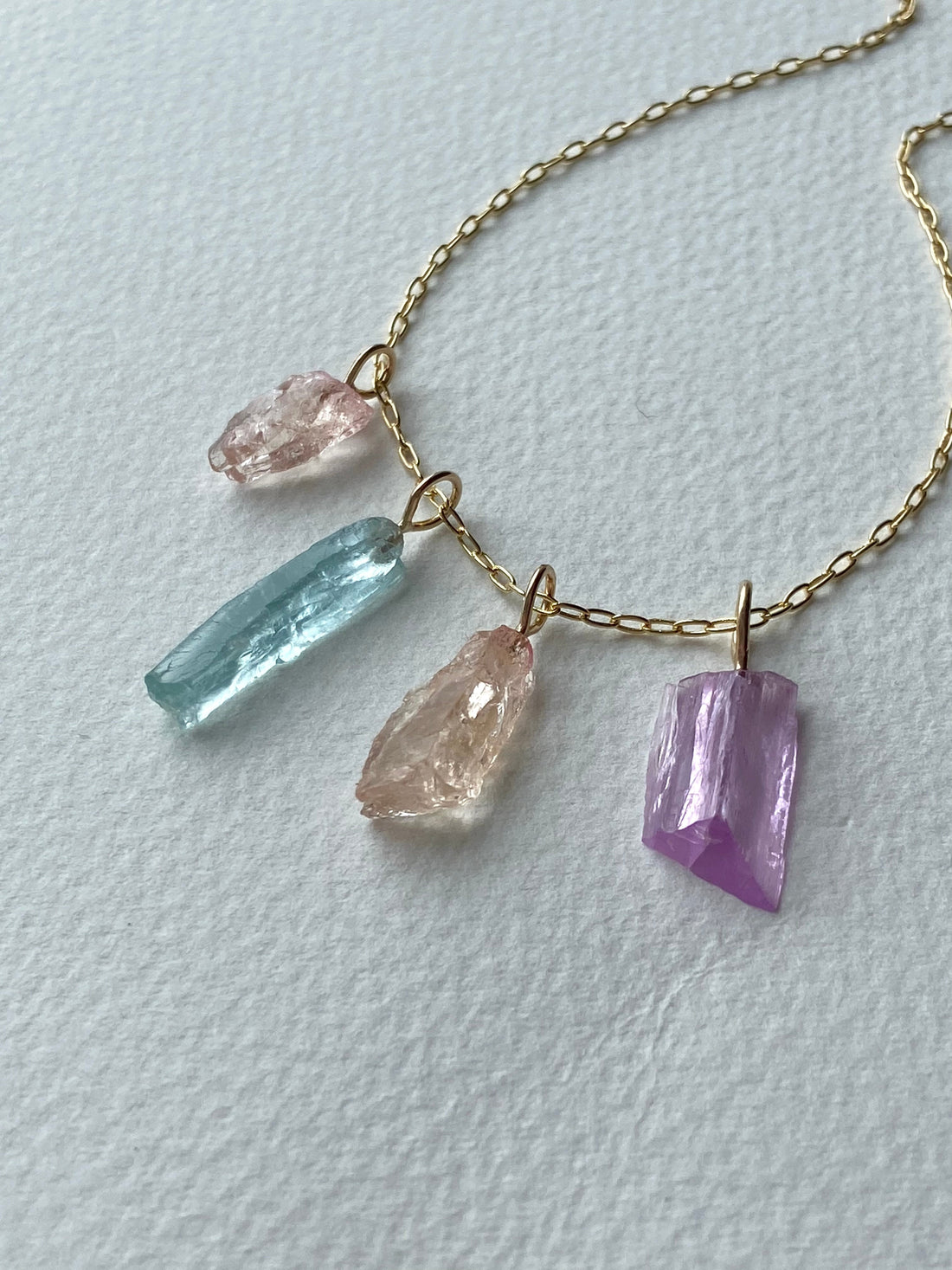 Raw Morganite Crystal Pendant Necklace