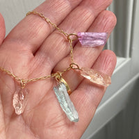 Raw Morganite Crystal Pendant Necklace