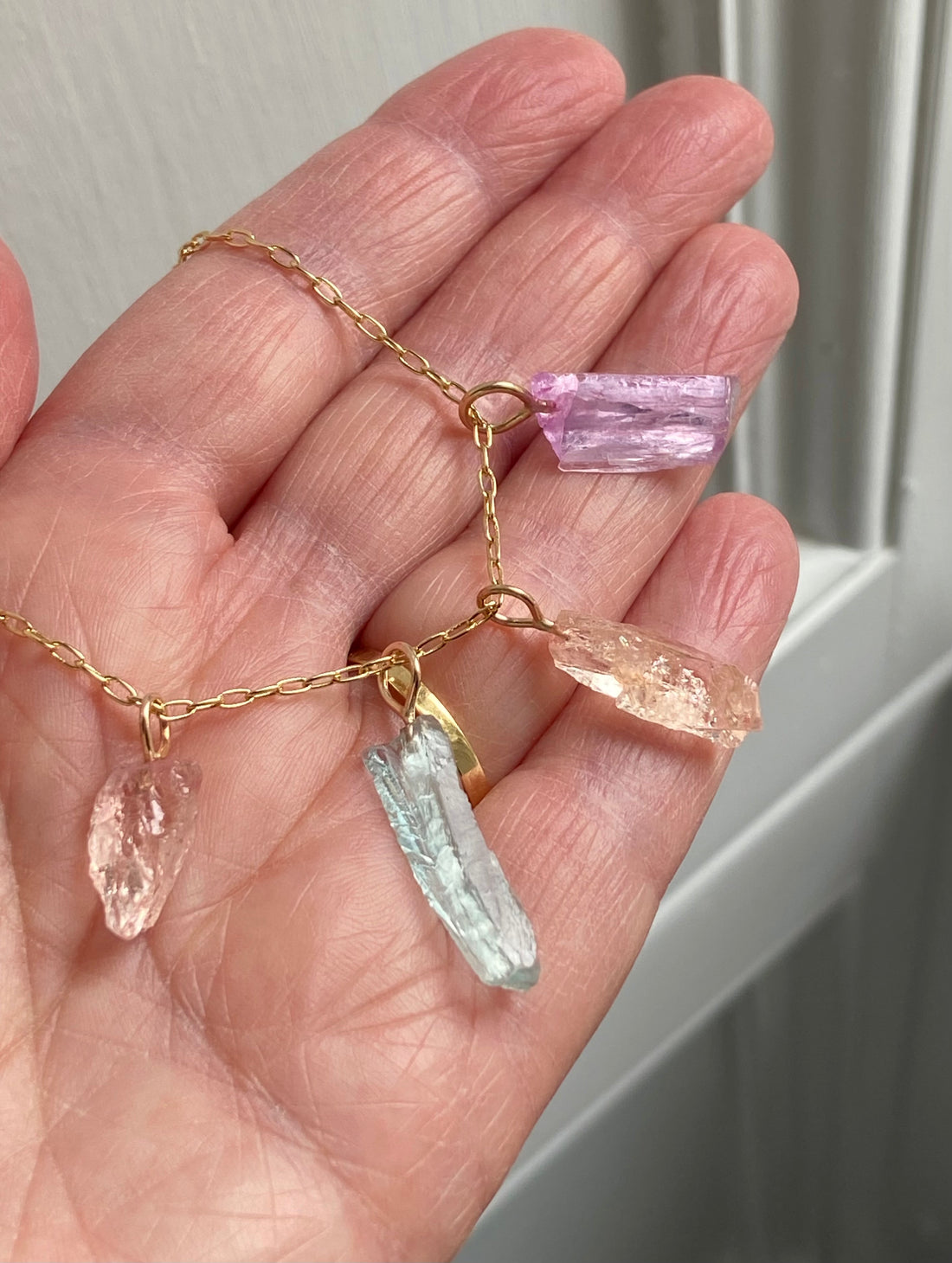 Raw Morganite Crystal Pendant Necklace