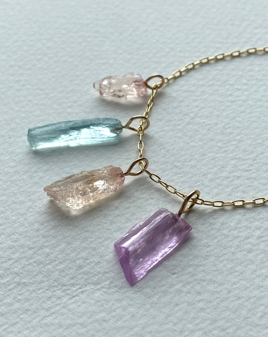 Raw Morganite Crystal Pendant Necklace