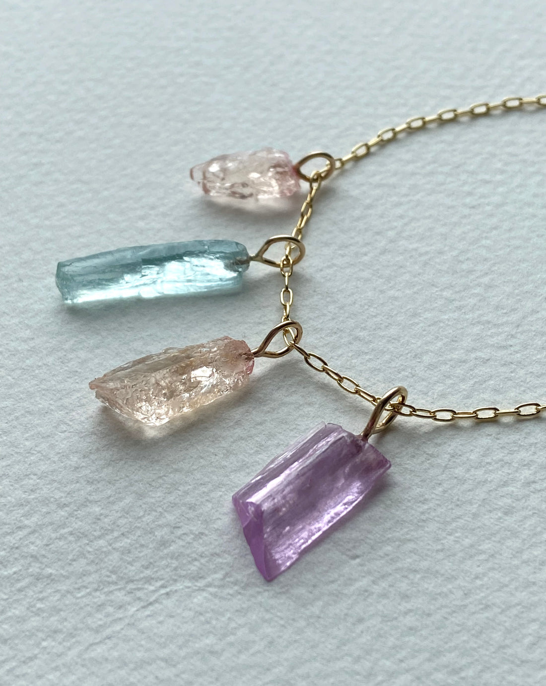 Raw Morganite Crystal Pendant Necklace