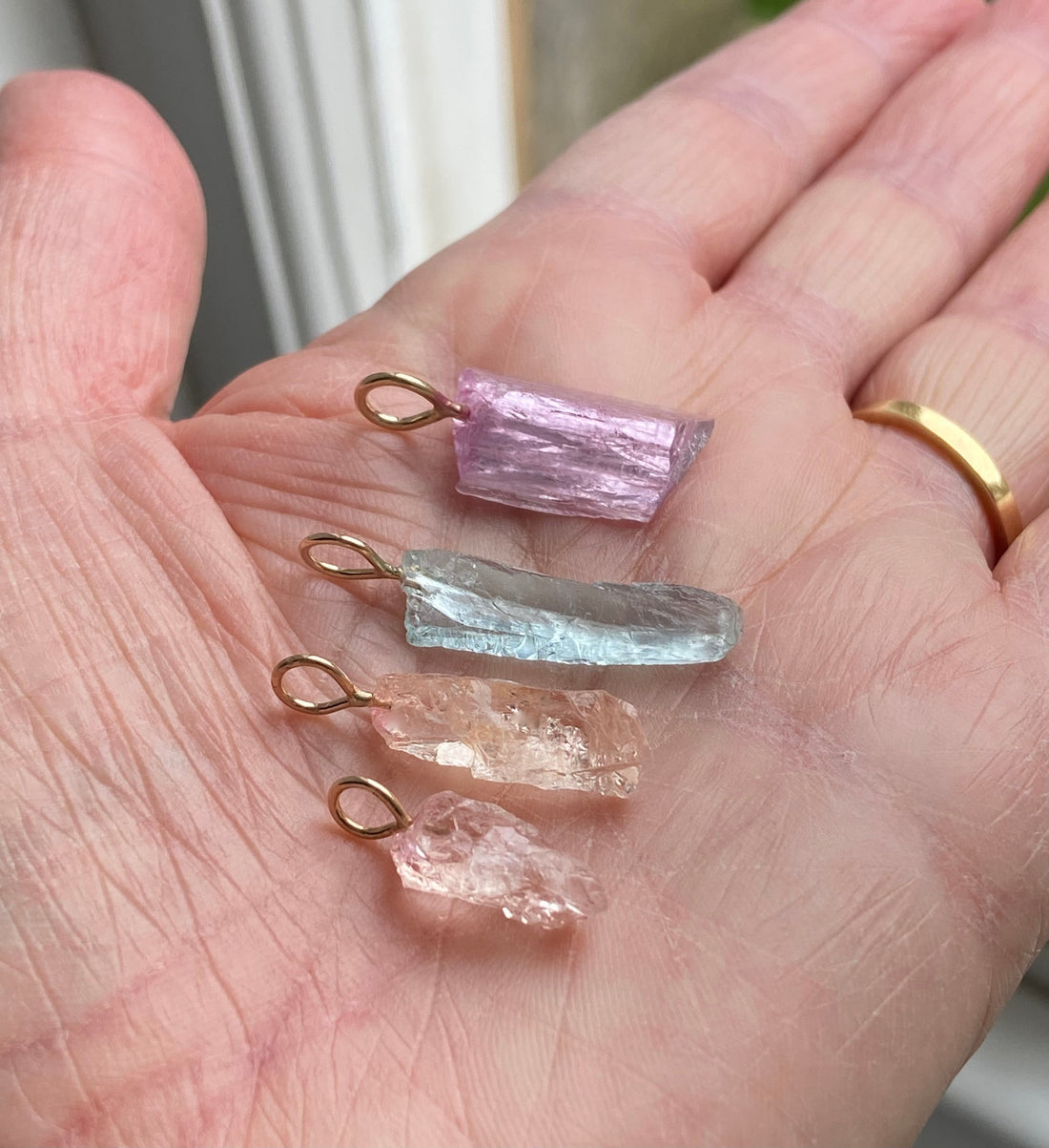 Raw Morganite Crystal Pendant Necklace